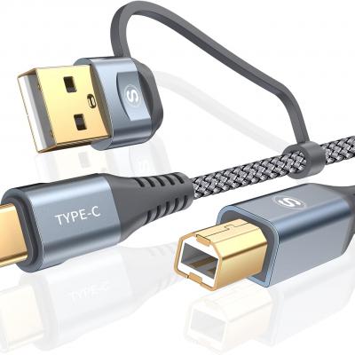 2-in-1 USB-A/C to USB-B Printer Cable